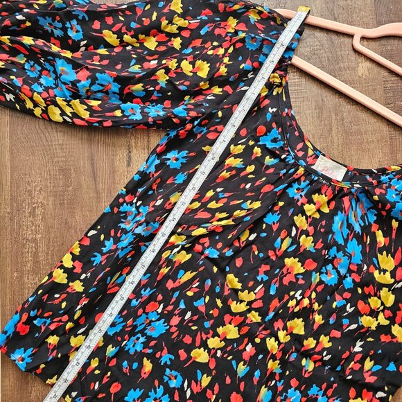 Parker Long Sleeve  Cold Shoulder 100% Silk Blouse Top S Floral - Picture 4 of 9